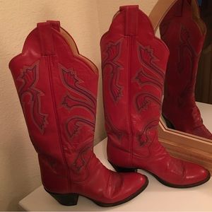 Vintage High Red Cowgirl Boots